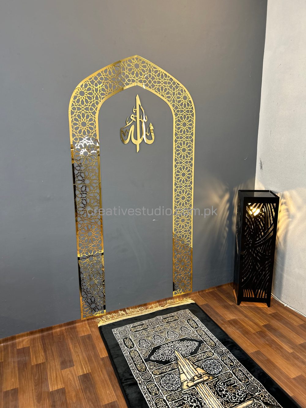 Mehrab Wall Art for Prayer Room – Elegant Islamic Decor with Allah Calligraphy